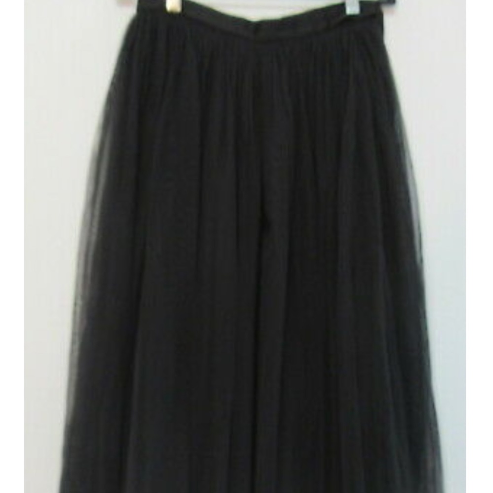 Needle & Thread Black A-line Tulle Midi Skirt